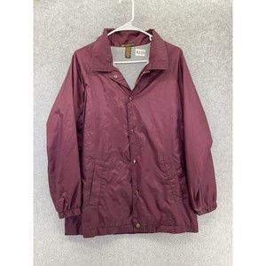 Harriton Men's Windbreaker Jacket Burgundy Size Small Snap Buttons 100% Nylon